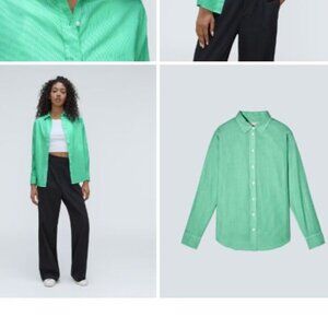 Everlane The Silky Cotton Relaxed Shirt Coastal Grandma Button-up Size 12